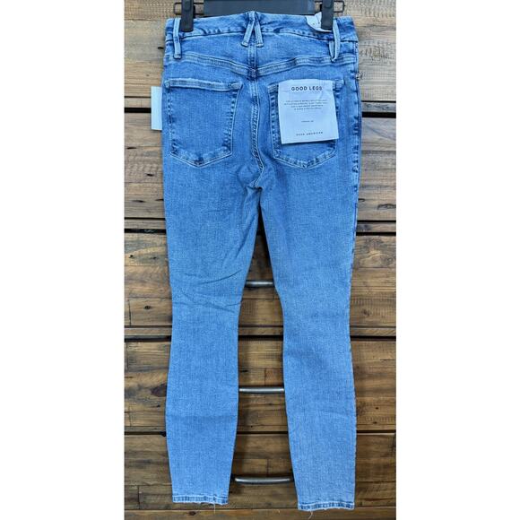 Good American Good Legs Jeans Womens 0/25 Blue Distressed Skinny Stretch Denim - Picture 2 of 11
